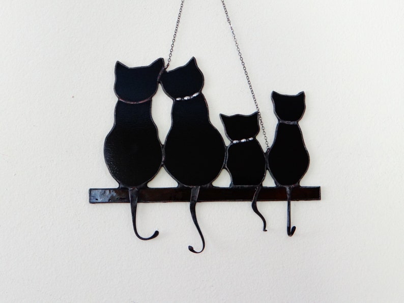 Cats key holder Kittens key hanger for wall Window hanging Etsy