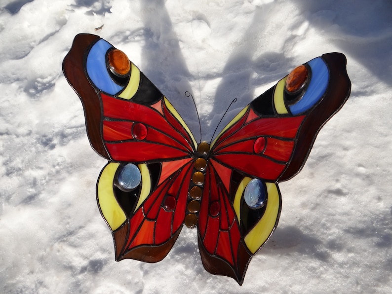 Butterfly Stained Glass Suncatcher Stained Glass Butterfly Etsy UK
