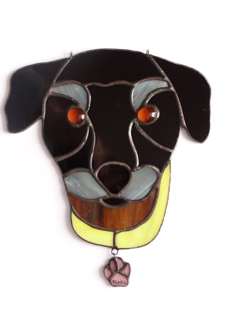 Personalized Dog face Stained glass suncatcher Dog lover gift Puppy from photo Dog ornaments Custom dog suncatcher Pet memorial Handmade