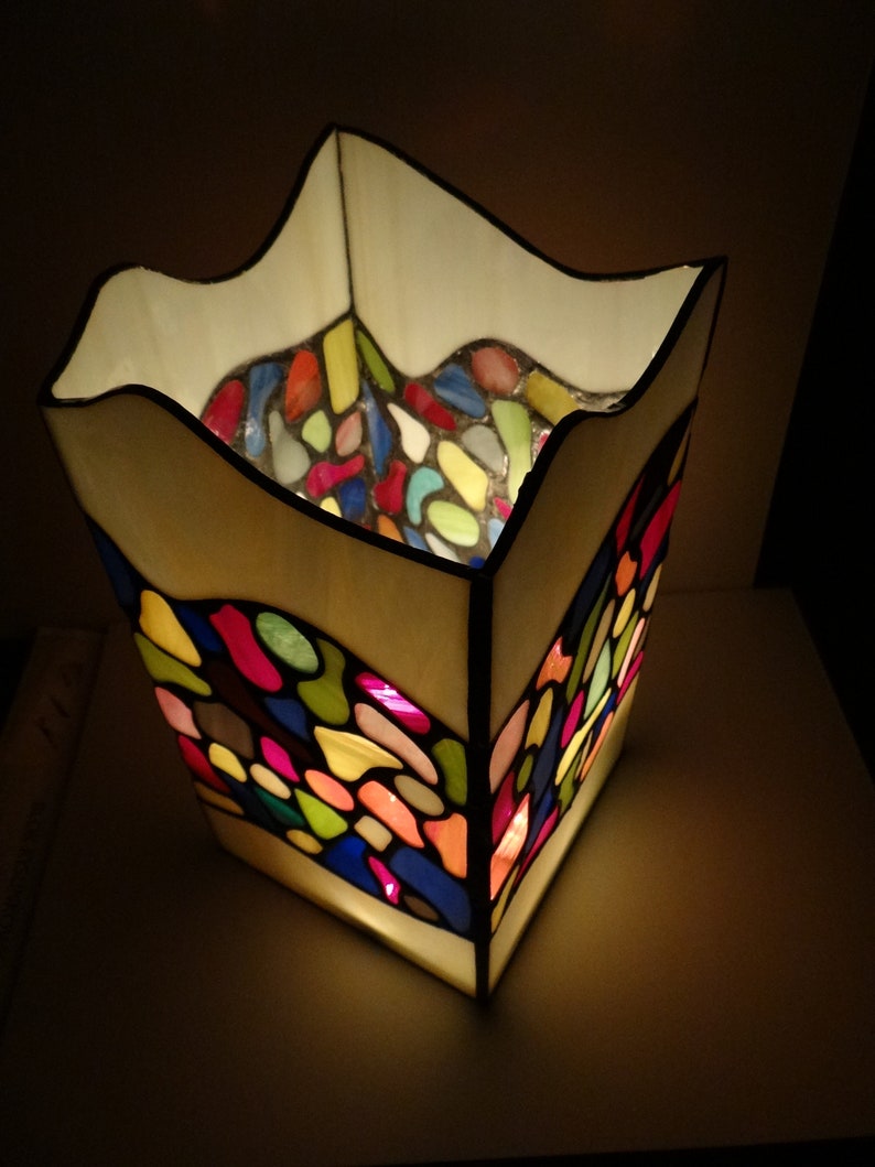 Mosaic Candle Holder Rainbow Tealight Holder Stained Glass Art Etsy