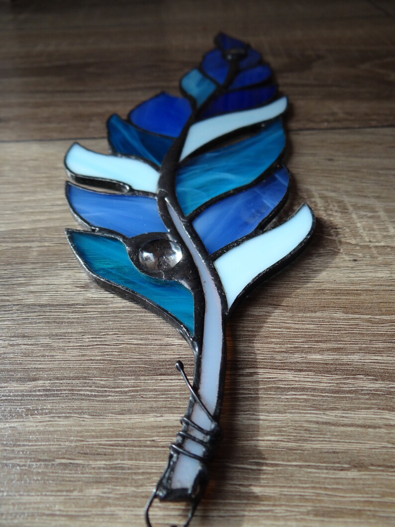 Feather Stained Glass Suncatcher Leaf Suncatcher Wall Hanging Etsy Canada