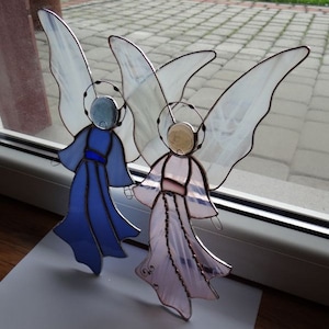 Angel Stained glass suncatcher Glass angel Tiffany style First Communion Birthday gift Baptism Handmade Kids angel Hanging angel image 4