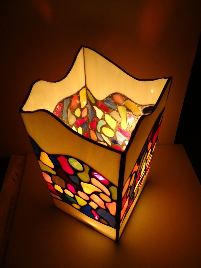 Mosaic Candle Holder Rainbow Tealight Holder Stained Glass Art Etsy