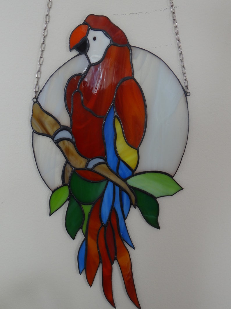 Parrot Stained Glass Suncatcher Wall Hanging Window Panel Etsy
