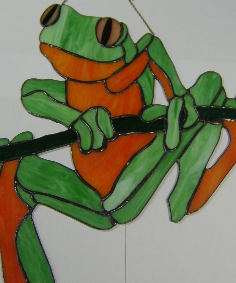 Frog Stained glass suncatcher Frogs Toad Decor Tree frog art Etsy