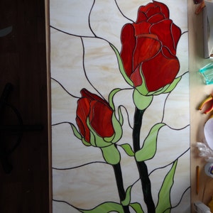 Roses panel Stained glass panel Wall glazing Wall decor wall hanging Glass art Handmade Flowers Custom