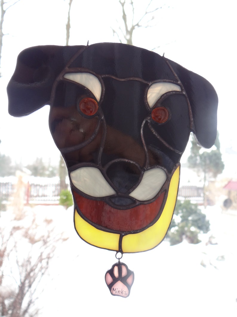 Personalized Dog face Stained glass suncatcher Dog lover gift Puppy from photo Dog ornaments Custom dog suncatcher Pet memorial Handmade