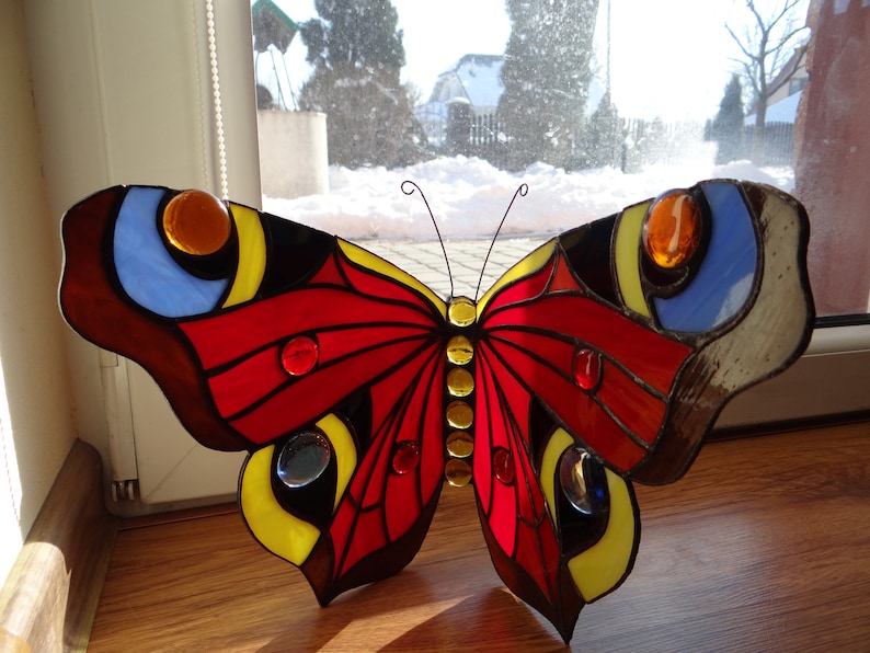 Butterfly Stained Glass Suncatcher Stained Glass Butterfly Etsy UK