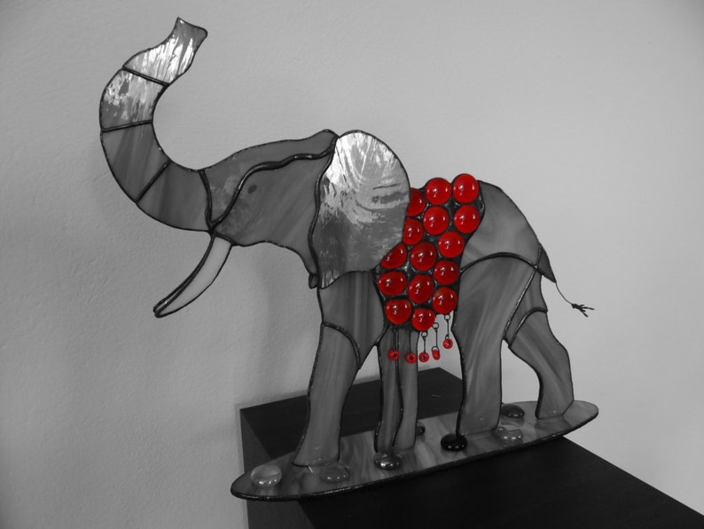 Elephant Stained Glass Elephant Statue Standing Elephant Etsy