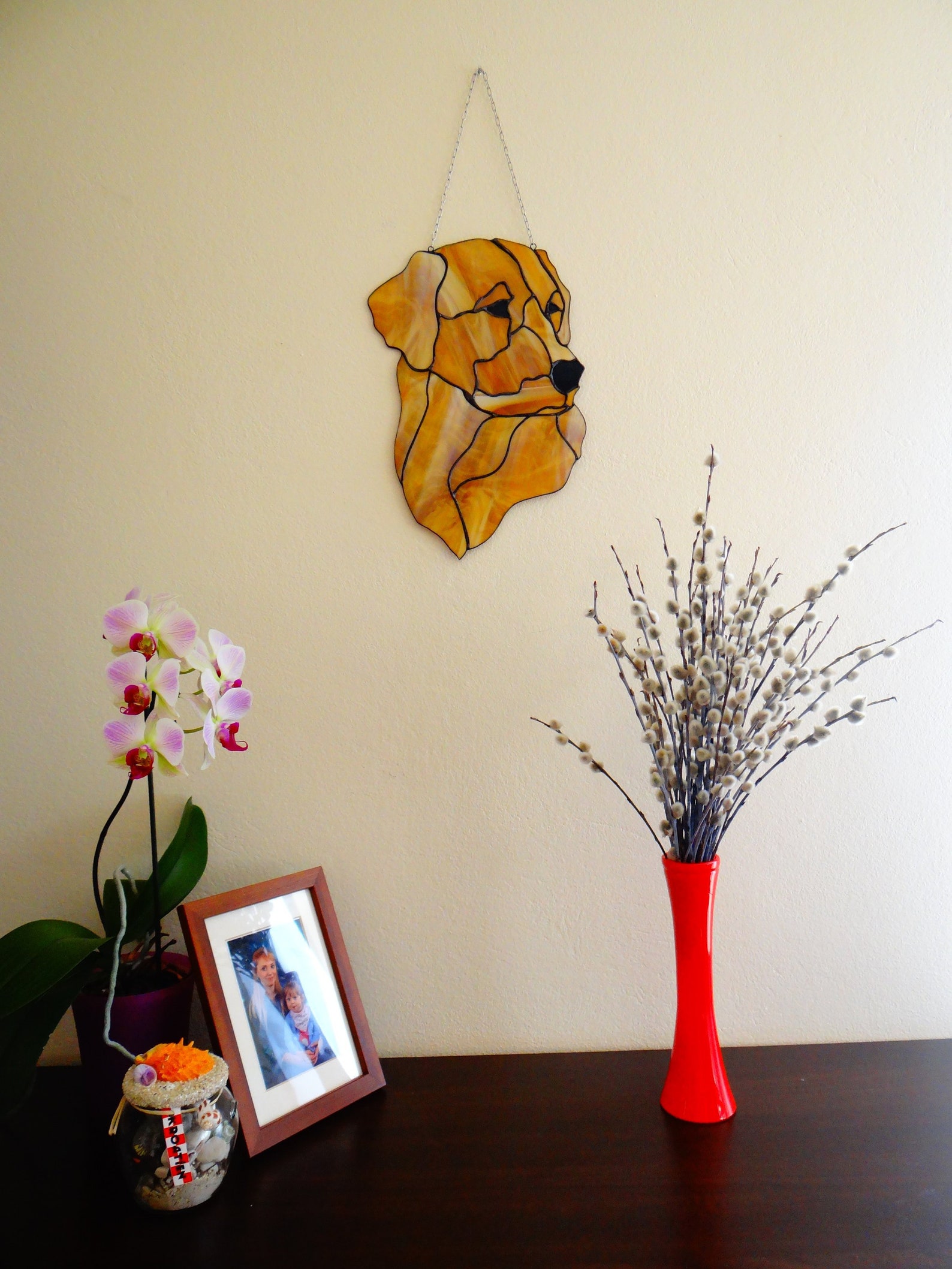 Golden Retriever Labrador Dog stained glass suncatcher Puppy Etsy