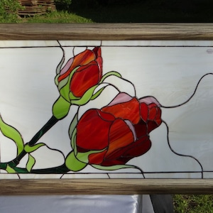 Rosen Glasmalerei Scheibe handgefertigte Glas Kunst Wandbehang Wand Dekoration Housewarming Blumen Muttertagsgeschenk
