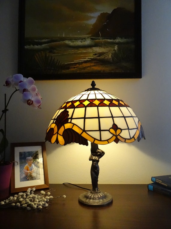 Mid century lamp Classic lamp Stained glass lamp Tiffany style Etsy