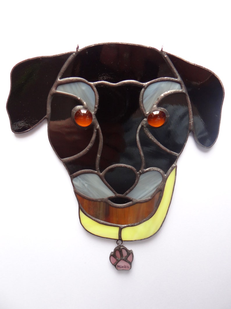 Personalized Dog face Stained glass suncatcher Dog lover gift Puppy from photo Dog ornaments Custom dog suncatcher Pet memorial Handmade