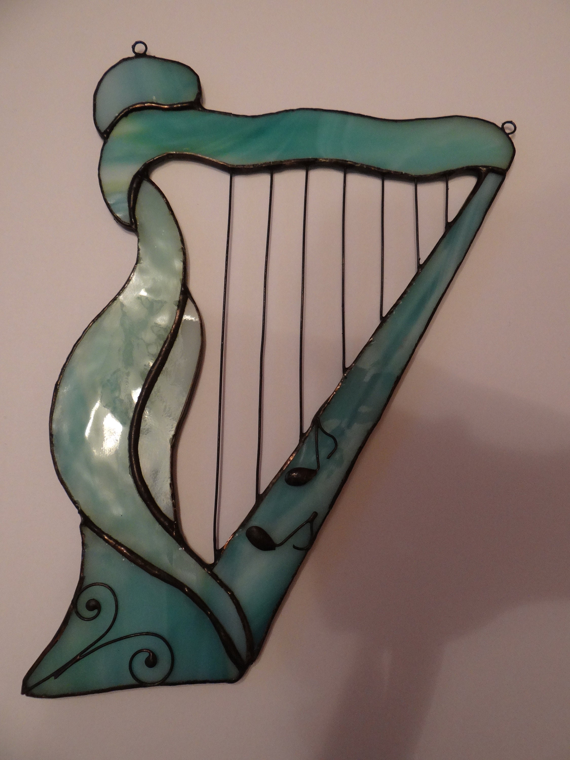 Harp suncatcher Stained glass harp Music instrument Wall art Etsy