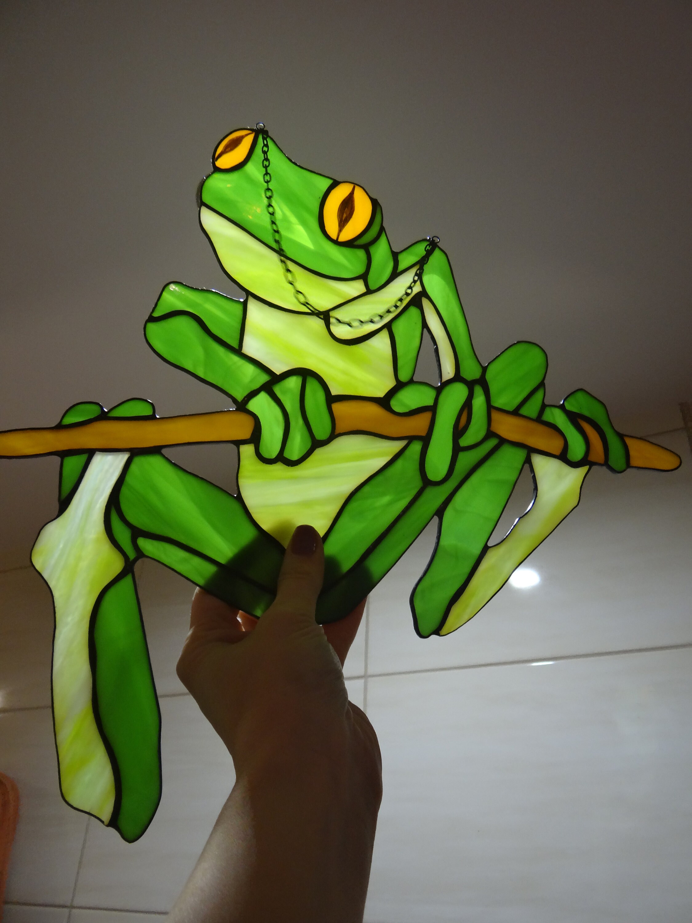 Frog Stained glass suncatcher Frogs Toad Decor Tree frog art Etsy