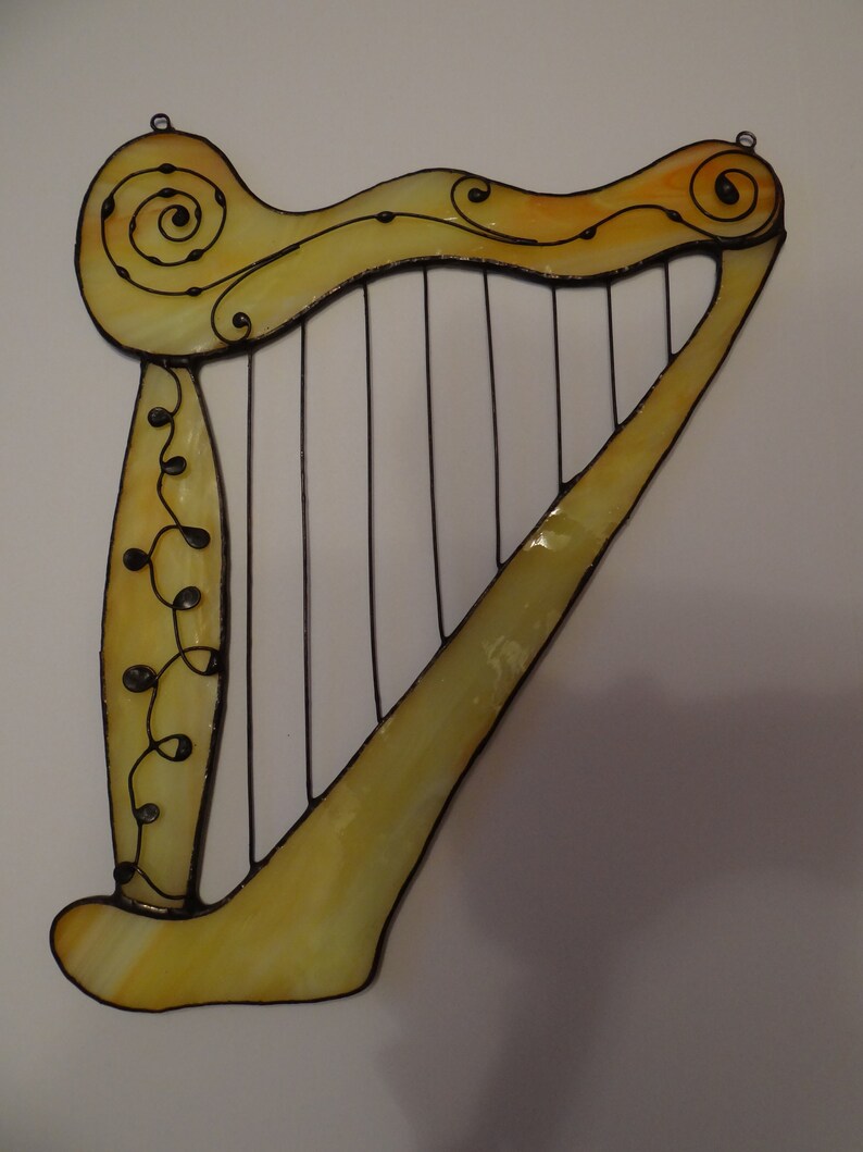 Harp Suncatcher Stained Glass Harp Music Instrument Wall Art Etsy