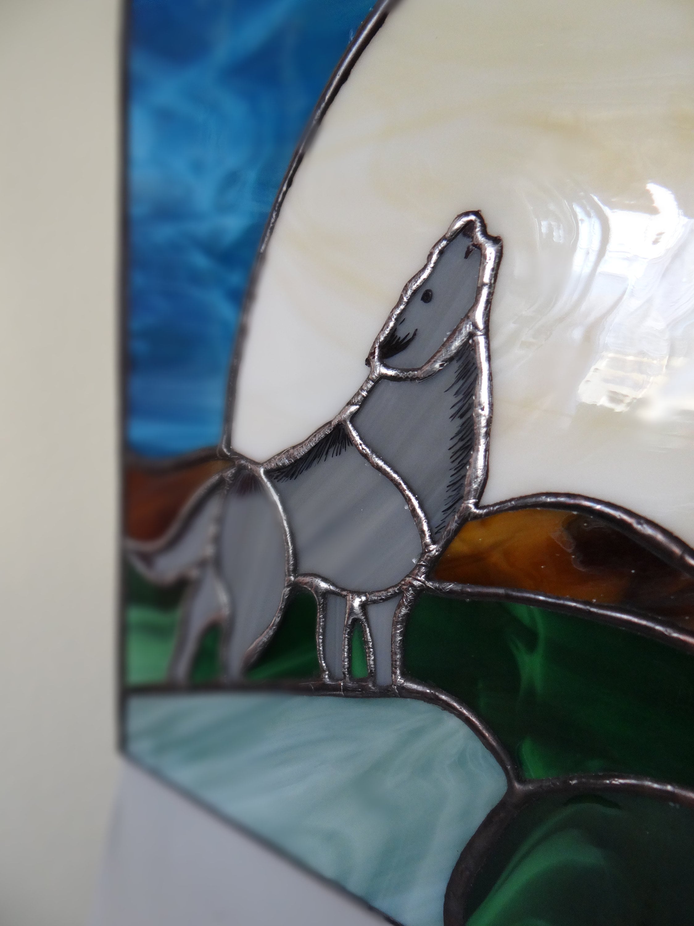 Wolf Stained glass art Wolf candle holder Howling wolf Etsy