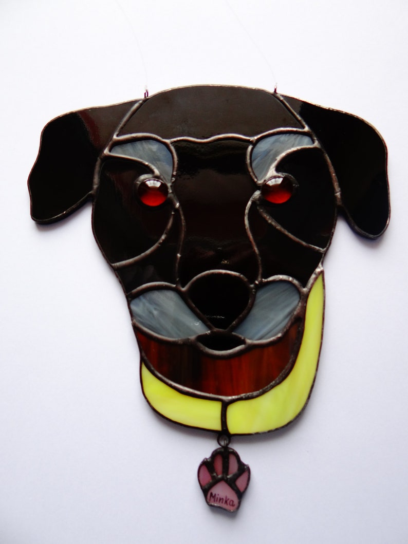 Personalized Dog face Stained glass suncatcher Dog lover gift Puppy from photo Dog ornaments Custom dog suncatcher Pet memorial Handmade