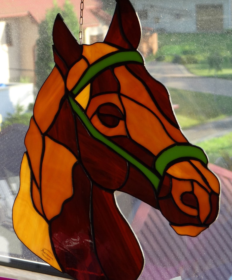 Horse Stained glass suncatcher Wall hanging Window panel Horse Etsy