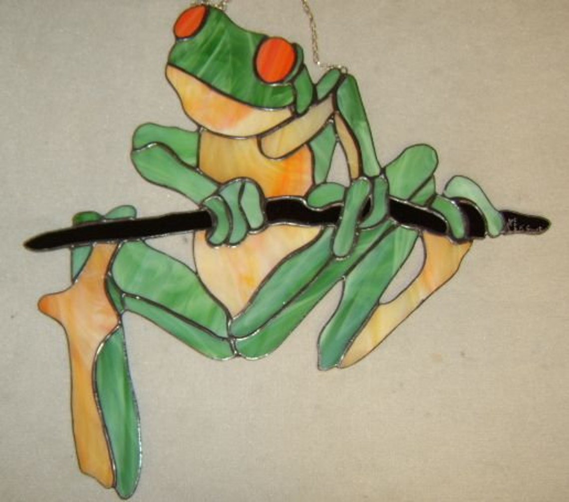 Frog Stained glass suncatcher Frogs Toad Decor Tree frog art Etsy