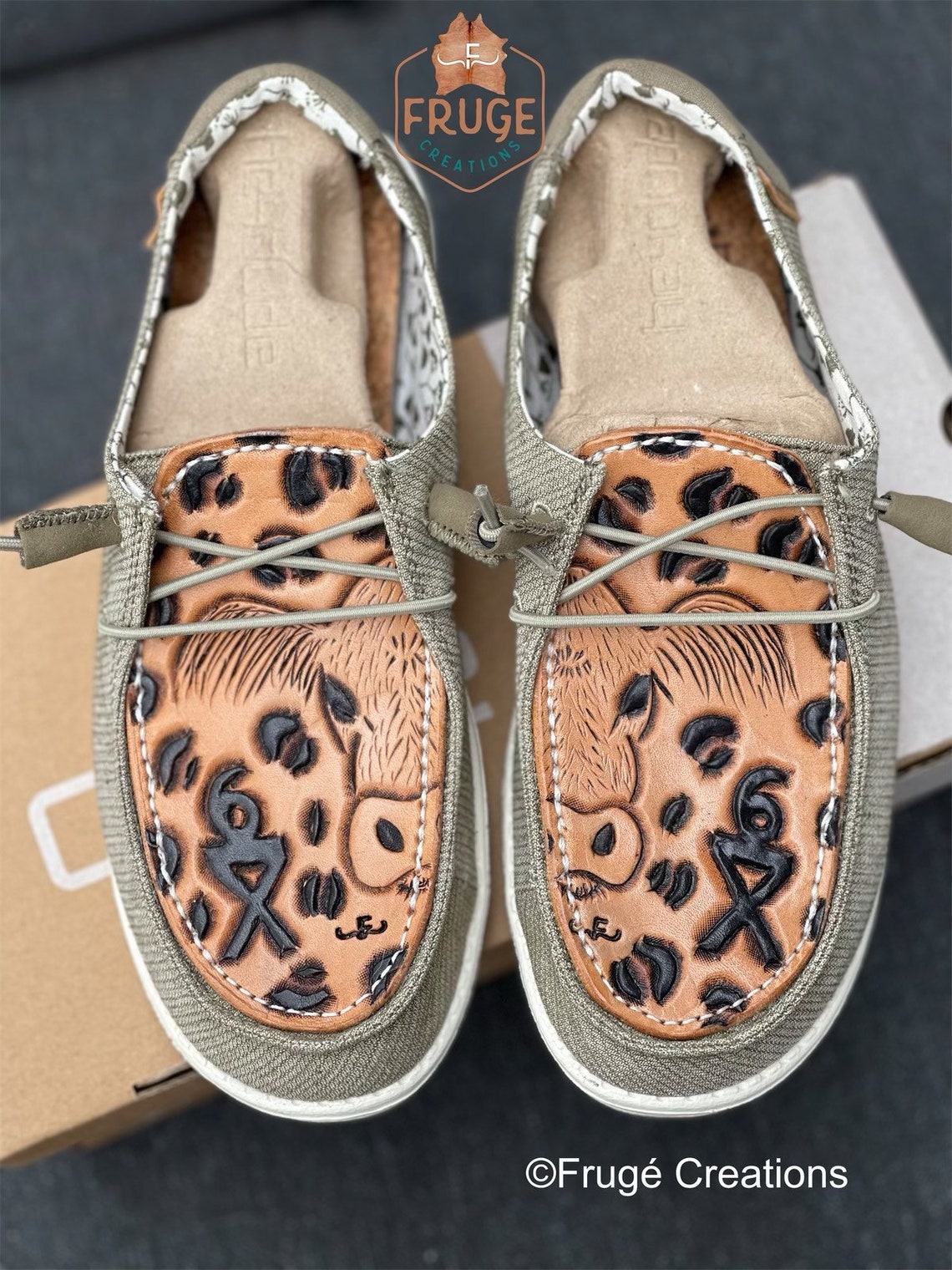 Custom Womens Hey Dude Shoes With Cow and Leopard Leather Etsy