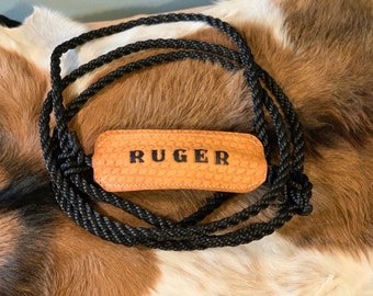 Black Custom leather nose band with nylon halter (weaver livestock)