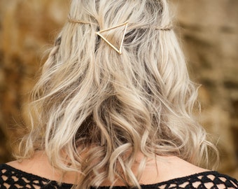 Triangle Hair Clip, Gold Hair Clip, Boho Accessory, Boho Hair Accessory, Triangle Hair Pin, Boho Barrette, Bohemian Hair Clip, Goddess Hair