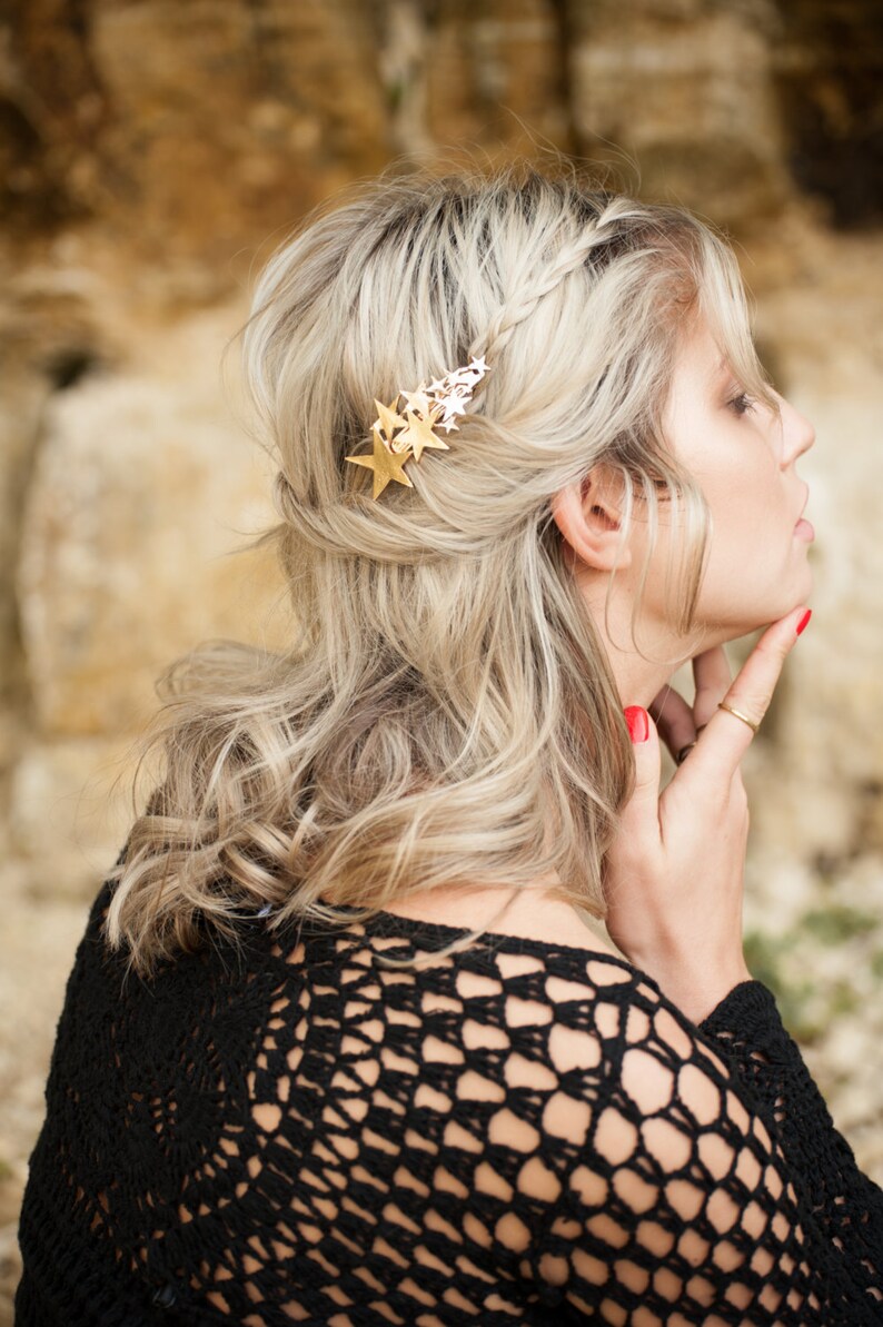 Star Hair Clip Gold Hair Barrette Boho Accessory Boho Hair Etsy