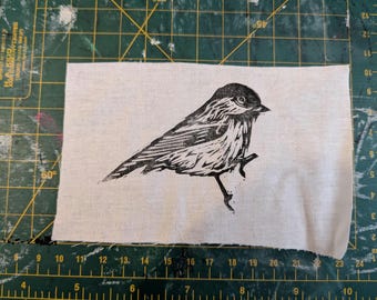 Handgemaakte patch Chickadee-blokprint - opgestikte appliqué