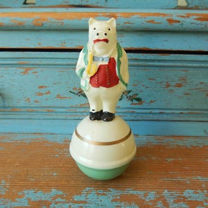 Vintage German Anthropomorphic Gentleman Pig ~ Dressed In A Coat Vest & Bowtie  ~ With A Hookah ~ Celluloid Roly Poly Toy ~ Made In Germany