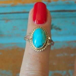 Vintage Sterling Silver Turquoise Southwest Navajo Ring ~ Size 7.75 ~ Unmarked