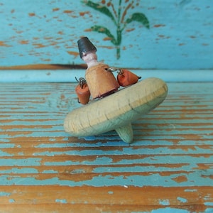 Vintage Wooden Erzgebirge ~ Putz Miniature Toy ~ Cossack Dancer Spinning Top ~ Made In Germany