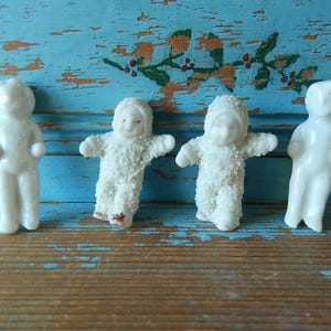 Lot of 4 Antique ~ Miniature Bisque Dolls ~ Made in Germany ~ 2 Snow Baby Figures ~ 2 Frozen Charlottes