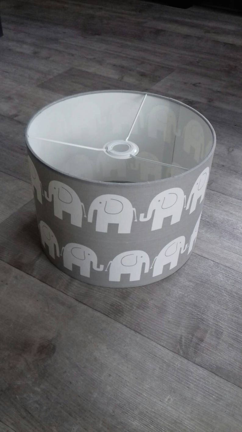 Elephant Lampshade Lightshade Nursery Lamp Baby Room Grey Decor Jungle Animal