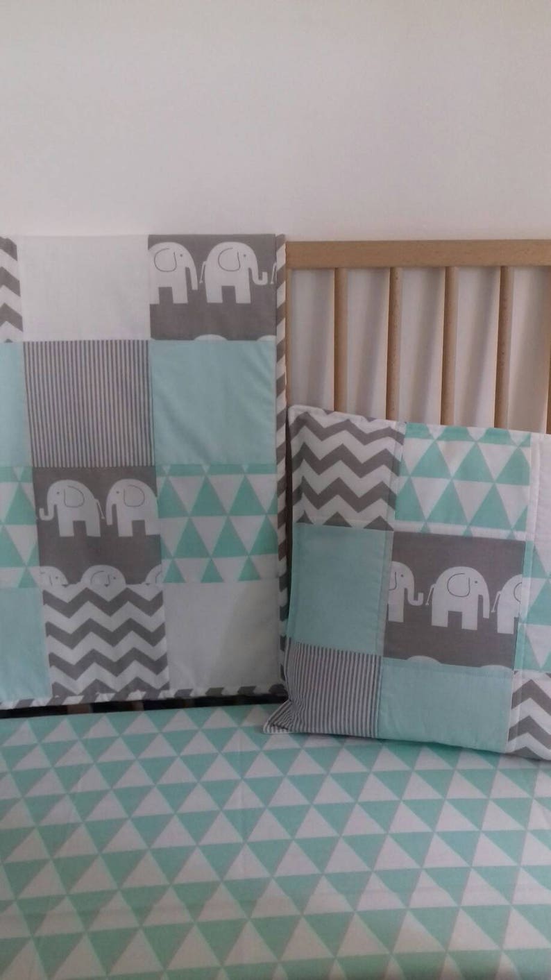 Mint cot bumper pads elephant cot bar bumpers separate bumper Etsy