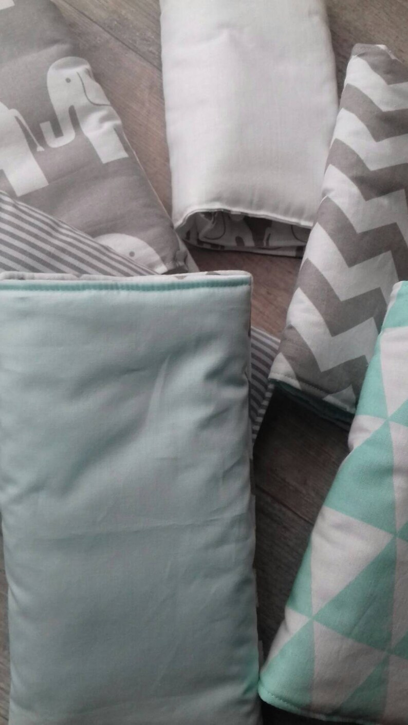 Mint cot bumper pads elephant cot bar bumpers separate bumper Etsy