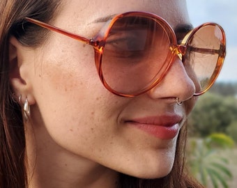 70s Women Sunglasses FRAMES ONLY, Oversize Vintage German Sunglasses, Amber Brown Grandma Sunglasses, NOS Vintage Eyewear