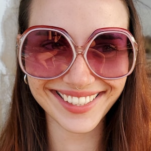 Vintage Sunglasses, Oversized Vintage Sunglasses FRAMES ONLY, 70 Women Pastel Sunglasses frame, Large Square Sunnies, New Old Stock Eyewear