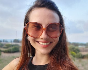 Sunglasses, 70s Women Sunglasses, Oversize Vintage German Sunglasses, Amber Brown Grandma Sunglasses, Never Worn Vintage Eyewear, Vintage