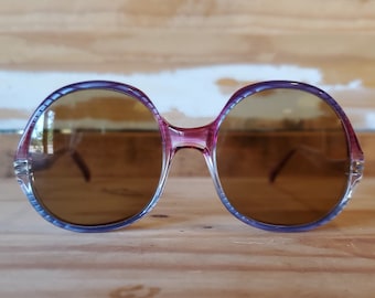 Purple Round 70s Woman Sunglasses, NOS Oversized Bohemian Sunglasses, Large Round Sunnies, New Old Stock Eyewear