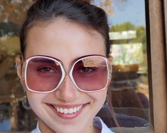 Sunglasses, Sunglasses Women, 70s Oversized Woman Sunglasses, Vintage Sunglasses, New Old Stock German Eyewear, Large Square Pink Sunglasses
