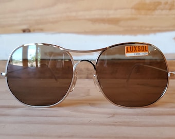 Sunglasses, Sunglasses Women, 80s Round Aviator Sunglasses, Vintage unisex Sunglasses, Silver Aviator Sunnies, Unisex New Old Stock Eyewear
