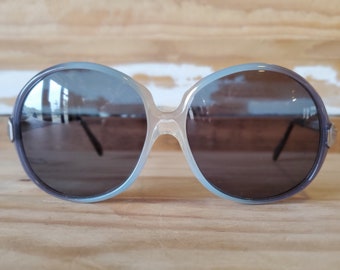 Vintage Sunglasses, Vintage 70s Women's Sunglasses, Oversized Round Sunglasses, Blue Sunglasses, Never Worn Eyewear, Unique Vintage Eyewear