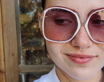 70s Oversize Square Sunglasses, Vintage Women Sunglasses, Pink Square Sunnies, New Old Stock Eyewear