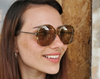 Sunglasses, Sunglasses Women, Vintage 70s Round Sunglasses, Tortoise Brown Women Sunglasses, Oversized Hippie Sunnies, Vintage Sunglasses