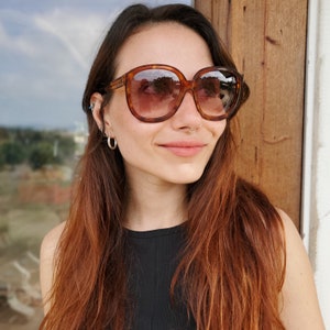 Sunglasses Women, Oversized Authentic Vintage 70&#39;s Sunglasses FRAMES ONLY, Never Used Vintage Square Brown Women Sunglasses, Sunglasses