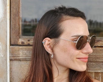 Gafas de sol vintage de los años 80, UNISEX, gafas de sol de aviador redondeadas con marco plateado, gafas de sol para hombres y mujeres, gafas Luxsol Dead Stock