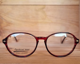 Vintage Weinrote Brille Oval Gestell, Ungetragen 80er Jahre Vintage Frauen Optische Brillengestelle, NOS Rote Brille