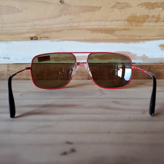 80s Aviator Men Sunglasses, Vintage Red White Sun… - image 7