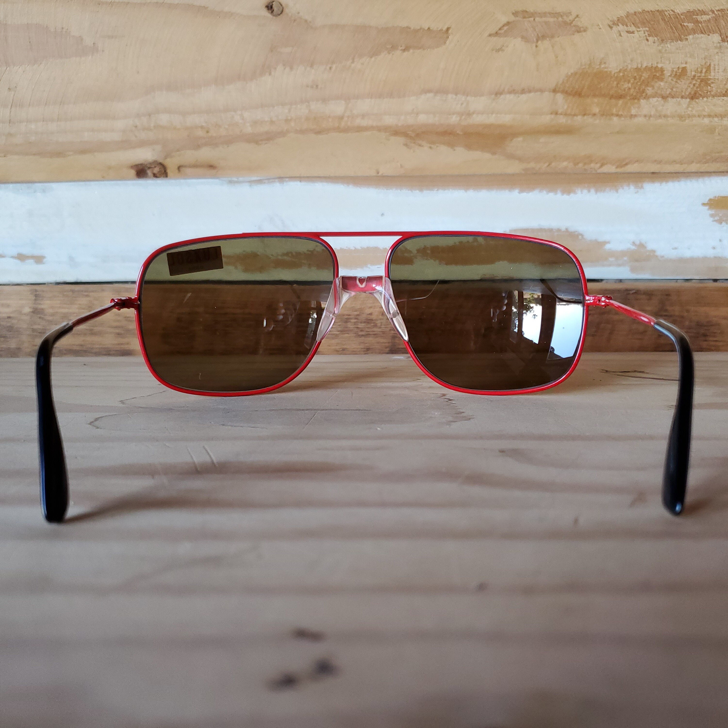 Vintage Men Sunglasses, 80s Red Aviator Sunglasses, White 